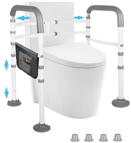 Supporto wc per anziani,Telaio per WC per disabili e anziani,Altezza e larghezza regolabili