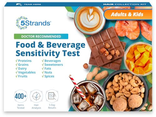 5Strands Food & Beverage Sensitivity Test, Hair Analysis Intolerance Test for Adults & Kids, 400+ Items Tested, at-Home Collection Food Intolerance Testing, Accurate Results in 5 Days