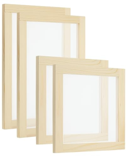 PATIKIL Marco de Madera para Hacer Papel 4 Piezas Molde para Hacer Papel Marco de Papel para Manualidades de Papel Diy Flores Secas Artesanía 2 Tamaños