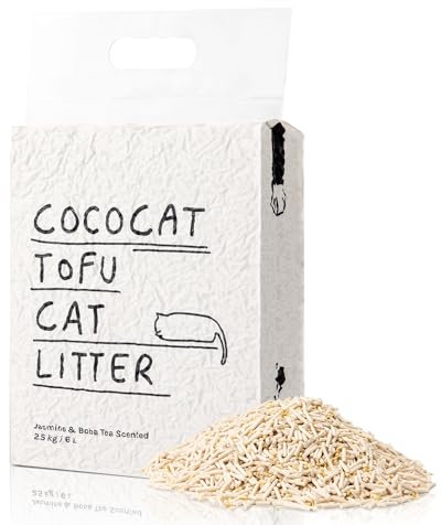 Cococat Tofu Cat Litter (2.5kg/6L bag) Strong Clumping, Flushable, Dust-free, Easy Scooping, Biodegradable, Jasmine Milk Tea Scent For Excellent Odour Control