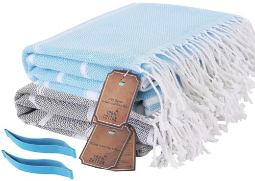 Hoqque Telo Mare Asciugamani Teli da Spiaggia Asciugamano Set Cotone Grande Antisabbia 180x90 xxl Accessori Uomo Donna Beach Towel Leggero Grandi per Piscina Bagno Regalo Travel