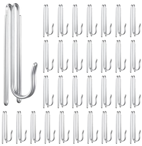 100 Pcs Stainless Steel Curtain Pleat Hooks, 4 Prongs Pinch Pleat Drapery Clips, Curtain Pleater Tape Hooks Drapery Hook for Window, Door, Bathroom Curtains