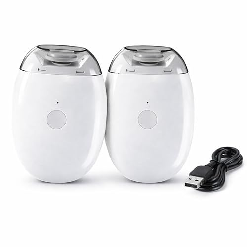 2PCS Electric Nail Trimmer with Built-in Nail Grinder, USB Rechargeable Nail File with LED Light & 3 Speeds for Adults & Seniors, Compact & Portable Fingernail Care Tool(White)