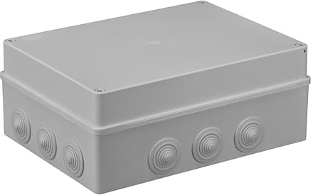 AW-Tools Feuchtraum Verteilerkasten Installations-Gehäuse 300 x 220 x 120mm IP65, Grau, Kunststoff, Wasserdicht, 1x Verteilerkasten