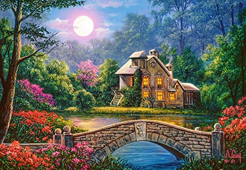 Castorland C-104208-2 Cottage in The Moon Garden, 1000Te Puzzle, bunt