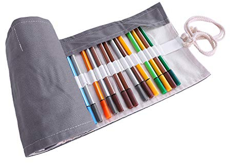 JIAHG Stifterolle Stifteetui für 72 Buntstifte und Bleistifte Canvas Roll-up Federmappe Rollentasche Schlamperrolle Mäppchen für Reisen Schule Büro und Kunst (Keine Stifte im Lieferumfang)