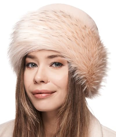 Futrzane Classic Toque - Chapeau Russe pour Femme - Bonnet Polaire en Fourrure (M, Beige - Ivoire Classic)