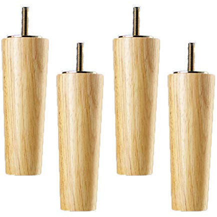 4 Stück Holz Tischbeine Massivholz Konisch Ersatz Möbelfüße Möbelbeine für Sofa Bett Schrank Holz Farbe Gummi Holz Möbel Beine M8 Gewinde Ersatz für Schrank Bett Füße(25cm)