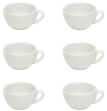 Gastro Spirit - 6er Cappuccino-Tassen Set - Weiß, 200 ml, Porzellan, dickwandig, spülmaschinenfest, italienisches Design - 6-teiliges Kaffee-Tassen Set