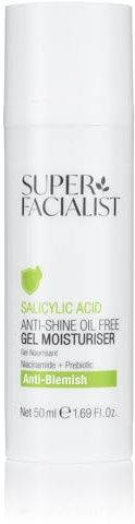 Super Facialist Anti Blemish Clarifying Gel Moisturiser with Salicylic Acid - Hydrating Oil-Free Face Cream with Niacinamide for Acne Treatment & Blackhead Remover, Vegan Friendly - 50ml