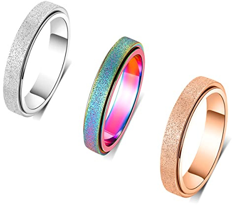 OreilleStar Bague anti-anxiété pour femme en acier inoxydable titane 6 mm de largeur avec patte de chien, chaton, visage de chat, mauvais œil, taille 6, 7, 8, 9, 10, 9, Métal, Aucune pierre précieuse