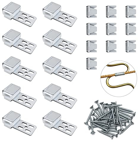 JINTANG 10 x Silver Sofa Spring Clips, Furniture Kit Repair Clips Can Repair Furniture Quickly (10 x Cage Clips, 10 x Sofa Spring Clips, 42 x Self-Tapping Screws)