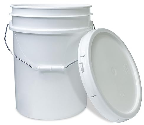 ePackageSupply 5 Gallon Bucket - Food Grade Bucket with Airtight Gasketed Tear Strip Lid, BPA-Free, Heavy-Duty 90 Mil HDPE Plastic Pail, Bulk Storage, Durable Container, Made in USA - White, 3 Packs
