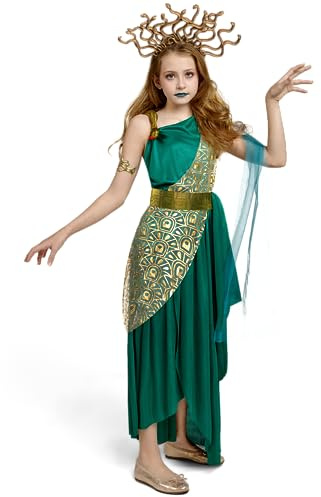 Spooktacular Creations Costume da Medusa per bambine, costume da Medusa verde con bracciale copricapo da Medusa per feste di Halloween Grande (10-12 anni)