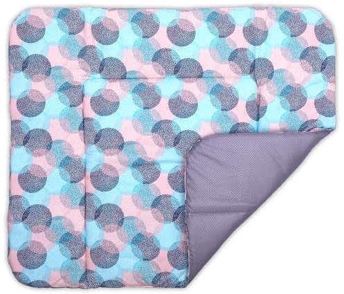 BONKY® Wickelauflage 85x72 cm - aus hautfreundlicher Baumwolle - Wickelunterlage mit rutschfeste Unterseite - Baby Wickeltischauflage - Mega weich und angenehm - Made in EU - Kreise