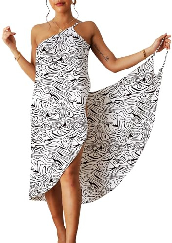 ATRACTIVOLL Badkläder för kvinnor bikini överdrag, strandklänning sommarklänning, V-ringad, sexig elegant ärmlös sarong andningsbar, semesterfest, plusstorlek