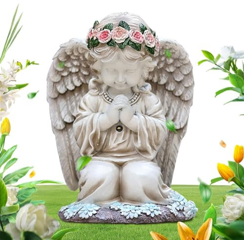 Ange Solaire Exterieur Jardin, Statue Ange Solaire, Ange Solaire pour cimetiere, Fontaine Solaire exterieure de Jardin, pour Le Balcon de la Cour du Porche de Patio