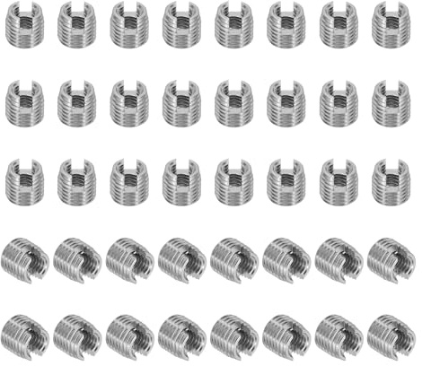 PATIKIL Self-Tapping Threaded Inserts, 40 Pcs M4 x M6.5 x 6mm 303 Stainless Steel Thread Adapter Reducer Slotted Screw Repair Inserts Nuts Sleeve