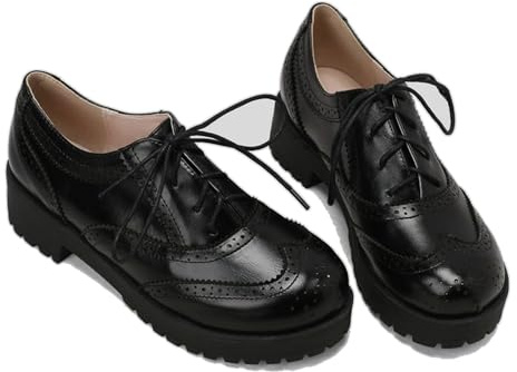 KUHAOFEU Chaussures Oxford pour Femme Chaussures Brogues À Lacets Chaussures Habillées De Affaires en Cuir PU