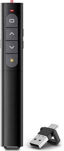 Wireless Presentation Clicker, Presentation Remote with Hyperlink & Volume Control PowerPoint Slide Advancer for Keynote/PPT/Mac/PC/Laptop