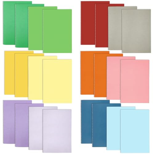 DWIYITTN Pack de 24 Libretas Pequeñas, 9x13cm Cuadernos de Bolsillo Kraft de 36 Páginas Rayadas (18 Hojas), Mini Bloc de Notas para Escribir, Escuela, Viaje – Colores Variados
