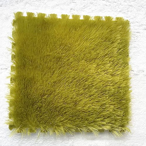 Tappeto in schiuma ad incastro, 10 pezzi 12x12 pollici antiscivolo Shaggy Foam Carpet Tiles, quadrato lavato Puzzle Area Play Mat con bordo, for pavimento della stanza(Green)