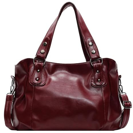 Coolives Damenhandtasche Hobo Handtasche Schultertasche Shopper aus PU-Leder Damen Tasche Hobo Damentasche Umhängetasche Taschen Henkeltasche für Frauen Mutter Rot