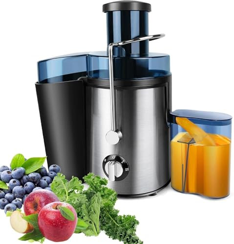 Spremiagrumi, spremiagrumi elettrico, 400 W, centrifuga per frutta, verdura, centrifuga con filtro in acciaio inox e 2 livelli di velocità, 500 ml (argento)