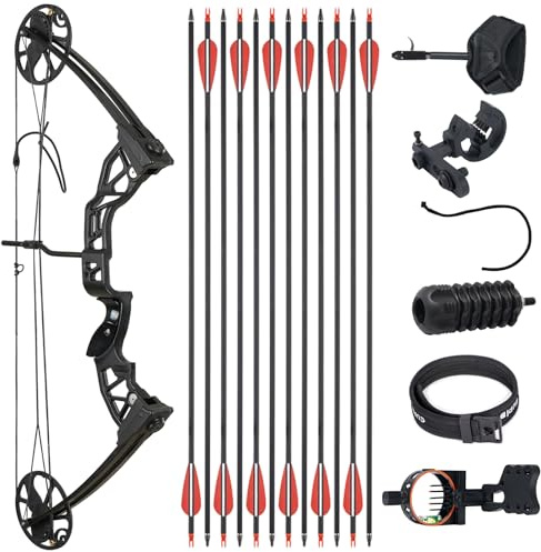 Ready to Hunt Compound Bow Package for Adults，20-70 Lbs Draw Weight, No Bow Press Needed,19”-30” Draw Length,Right Hand Archery Compound Bows Draw Weight Adjustable，Hunting Bow Kit for Beginner