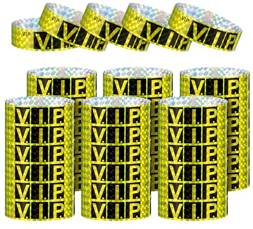 200 Stück Einlassbänder 19 X 250 mm Eintrittsbänder Event Armbänder Papierarmbänder Einlassbändchen für Festival Partys Konzerte Vergnügungsparks(Gelb)