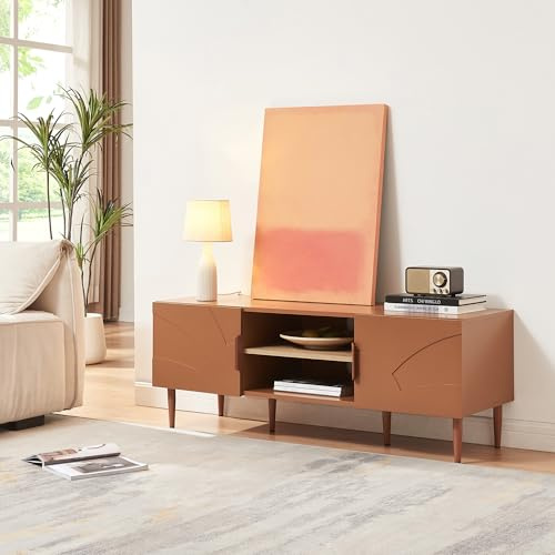 [en.casa] Mobile TV con Ante e Scomparti Aperti Mobile Contenitore Porta Televisore Armadio Basso da Archivio Stand TV e Centri Multimediali 120x40x45 cm color Ruggine