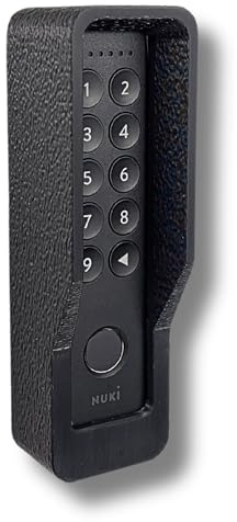 Generisch Wall Mount Compatible with Nuki Keypad 2 - Anti-Theft Cover with Torx Security Screw - Weather Protection - Plaster Like Surface - Black (with Roof, Coarse)