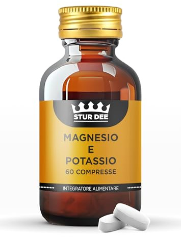 Magnesio e Potassio – Integratore Magnesio e Potassio senza zucchero, Sali Minerali Supporto Energia e riduce la stanchezza, Funzione Muscolare e Sistema Nervoso - 60 Compresse Stur Dee