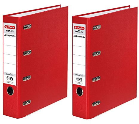 Doppelpack Herlitz 10842276 Doppelordner maX.file protect A4 rot FSC Mixed (2 Stück, rot)