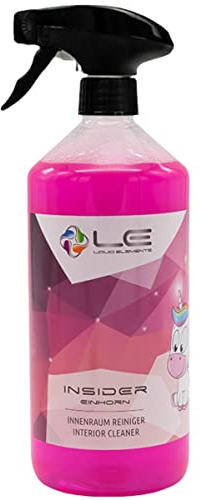 Liquid Elements – Insider Textil- und Innenraumreiniger 1 Liter – Cockpit Reiniger für Kunststoff, Leder, Polster & Armaturen – Cockpitpflege Auto Innenraum Einhorn (Zuckerwatte) Duft