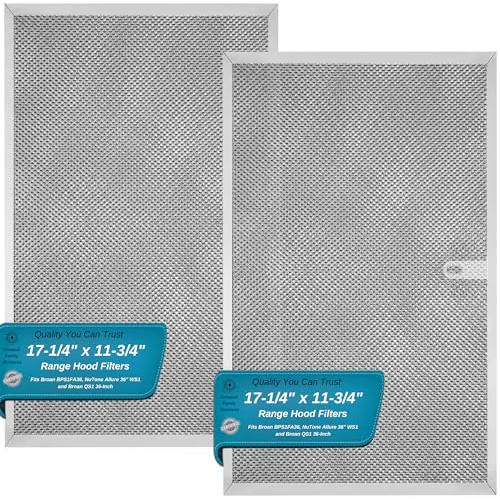 Broan Model BPS1FA36 Range Hood Filter 11-3/4 X 17-1/4 X 3/8 Replacement for NuTone Allure 36 WS1 and Broan QS1 36-Inch Filter Aluminum (2-Pack)
