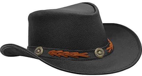 Sidewinder Shapeable Outback hat Western Style Leather Cowboy hat for Men and Women Wide Brim Vintage Old Style