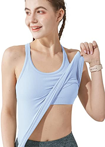 sphinx cat Yoga Racerback Tank Top for Women with Built in Bra,Women's Padded Sports Bra Fitness Workout Running Shirts Lt Blue 4