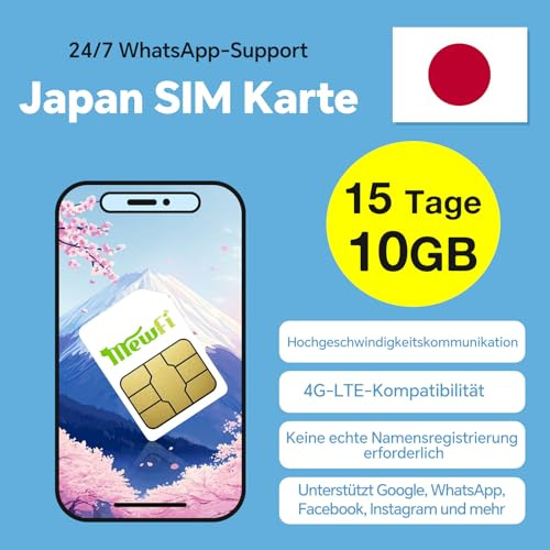 Japan SIM-Karte – Prepaid Daten-SIM für Reisen nach Japan, 3-in-1 SIM-Karte – 4G Netz, Keine Anrufe/SMS, Nutzung von Google, Instagram, Whatsapp
