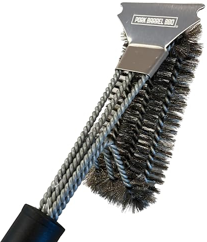 Pork Barrel BBQ Grillbürste und Schaber – sicherer Edelstahl-gewebter Draht, robustes Grillzubehör für Grillreinigung im Freien, Grillzubehör, Smoker & Weber Grillwerkzeuge
