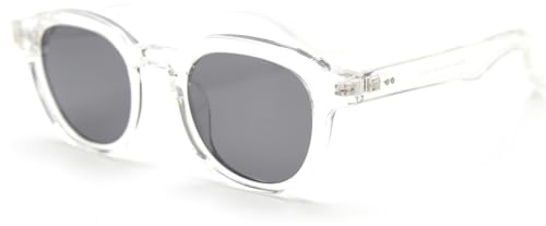 kachawoo Lunettes de soleil polarisées hommes femmes lunettes de soleil carrées lunettes rétro lunettes monture TR90, Transparent avec gris, L