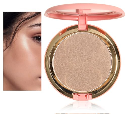 Schimmernder Bronzer-Puder, Hochpigmentierter Highlighter Bronzer Contour Powder, natürliches Sun Kissed Finish, hält den ganzen Tag, leicht, atmungsaktiv, vegane Formel (#Leichter Bronzer)