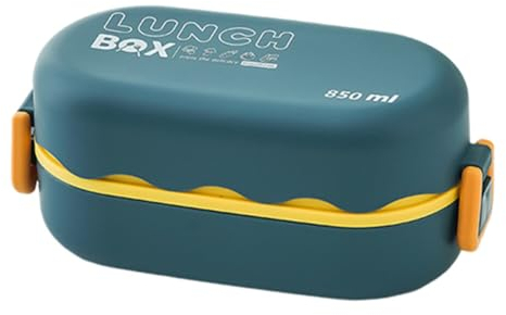 ISAKEN Lunch Box 2-Strati Bento Box con 2 Scomparti Bento Box con Posate Schiscetta Pranzo Porta Pranzo Ermetico per Adulto Bambini Portapranzo Senza BPA Sicuri per Microonde e Lavastoviglie