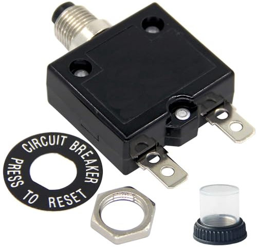 MiJunHD 40A Manual Reset Circuit Breaker,98 Series 125/250VAC Quick Connect Terminal Over Current Overload Protector Push Button Reset Switch with Waterproof Button Cover (1Piece)