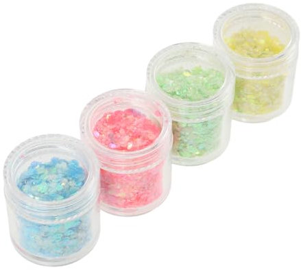 CORHAD 4 Leuchtende Glitzerpulver Grober Glitzer Körperglitzer Für Frauen Glitzer Für Gesichtsnägel Glitzerflocken Festival Make Up Gesichtsglitzer Make Up Nagelanhänger Für