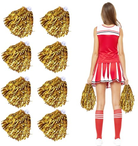 8PCS Pompones de Animadora de Plástico Con Asas - Para Competición Deportiva, Danza, Adultos y Niños (A)
