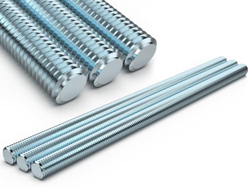 3 Pièces Tige Filetée M8 Galvanisé Tige Filetée en Acier au Carbone Tige Filetée Goujon Ancrage Tige Filetée avec Filetage Métrique Complet, Classe de Résistance 4.8, DIN 975 Tige Metal (Argent)