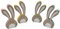 Bambelaa! Osterhase Deko Holz 4er Set Ostern Osterdeko Tisch Innen Hasen Pärchen Dekoration Osterhasen Figuren Osterdekoration Tischdeko Frühling Esstisch Osterhäschen 4 Farben (ca. 6,5 x 1,5 x 15 cm)