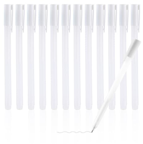 SMOOTHERPRO Penna a sfera colla stick a rullo | Confezione da 12 stick di colla liquida bianca di precisione | Stick di colla a punta fine | Per album di ritagli quaderni lavori di carta (PGP012W)