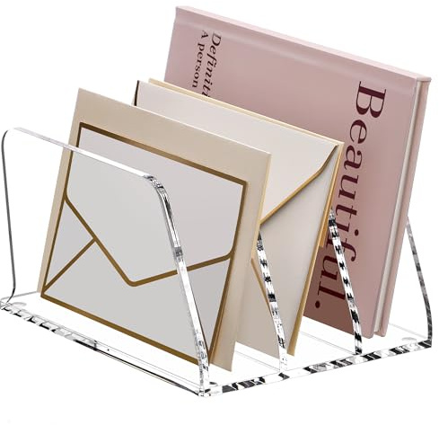 SANRUI Schreibtisch-Ablagesortierer, 3-teiliger transparenter vertikaler Briefständer Aktenordner, Desktop-Ordner, Postablage, aufrecht stehender Organizer für Büro,Schule